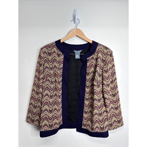 KORET Jacket Womens Open Front Size 10 Purple/Tan - Picture 1 of 6